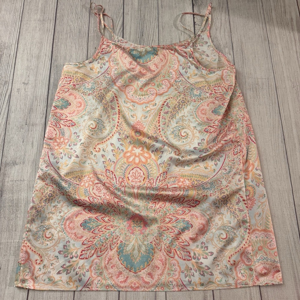 Lauren Ralph Lauren Sleepwear Paisley Satin Cami Nightgown XL Strappy Lingerie - Picture 7 of 8